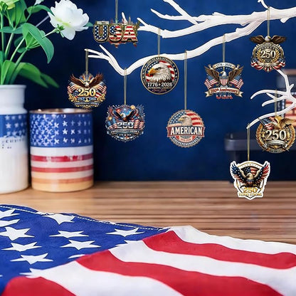 9 Pcs 250th Anniversary USA Ornament Eagle 1776-2026 Independence Day Decor 2D - Image 2