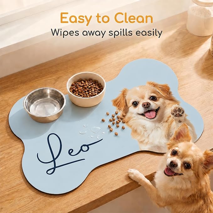Personalized Dog & Cat Mat for Food & Water Bowls, Custom Pet Food Mat - Image 4