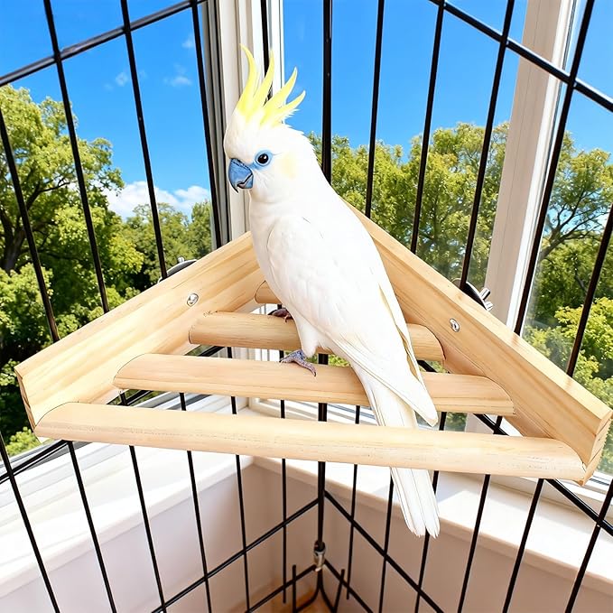 6.7Inch Bird Perch Corner, Wooden Platform Stand, Bird Platform - Image 4