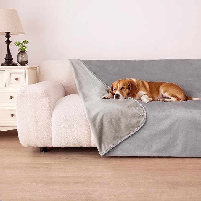 Waterproof Dog Blanket for Couch, Reversible Pet Throw Blankets Leak Proof Sofa by Secfeeling