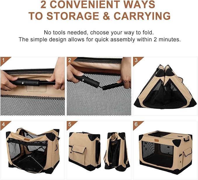 Garnpet Soft Dog Crate for Medium Dogs, 4-Door Foldable Collapsible Dog Crate - Image 3