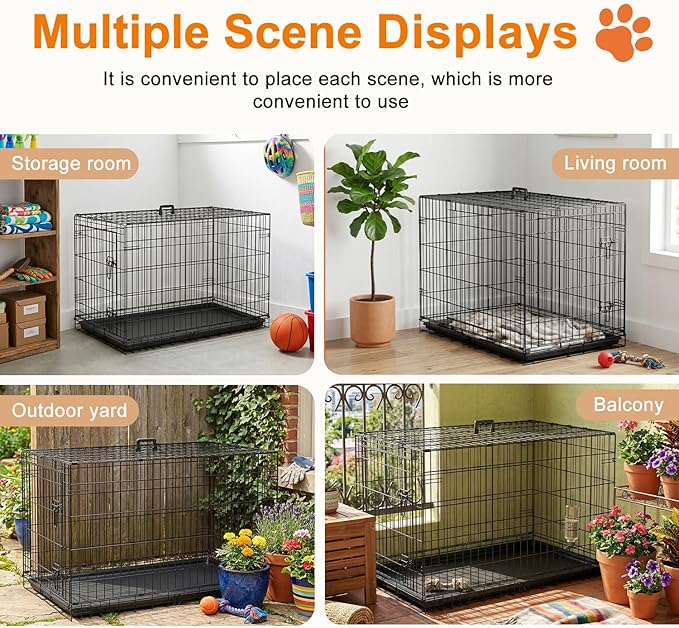 FDW Large Dog Crate 42inch Dog Cage Foldable Metal Kennel - Image 6