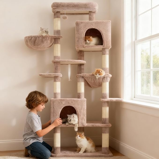 Heybly Cat Tree, 76-Inch Tall Heavy Duty Cat Tower - Image 9