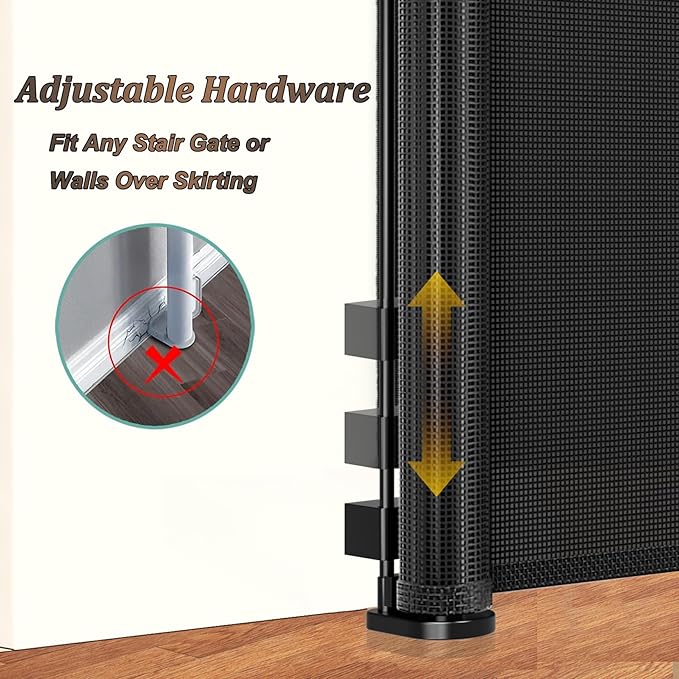 Miumoon 150 inch Retractable Baby Gates 34 inch Tall, Retractable Gate - Image 6