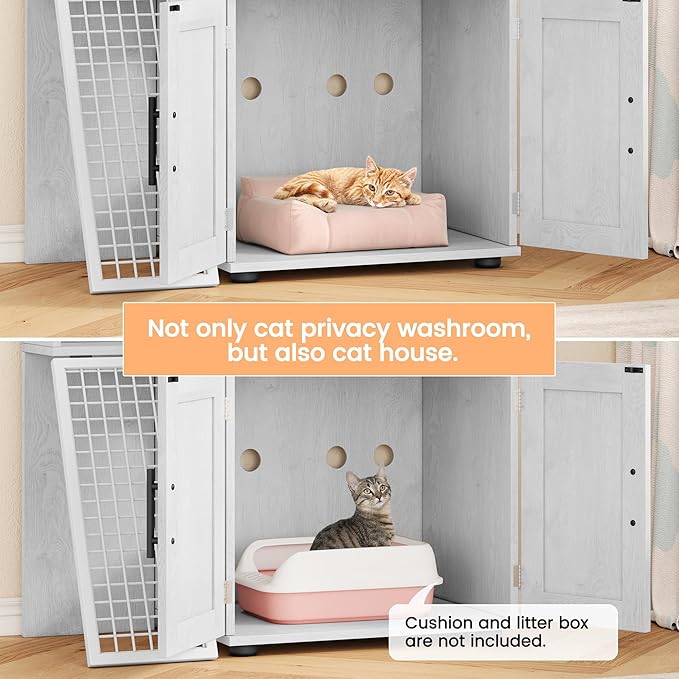 Garvee Dog Proof Cat Feeding Station, Cat Litter Box Enclosure Furniture - Image 5
