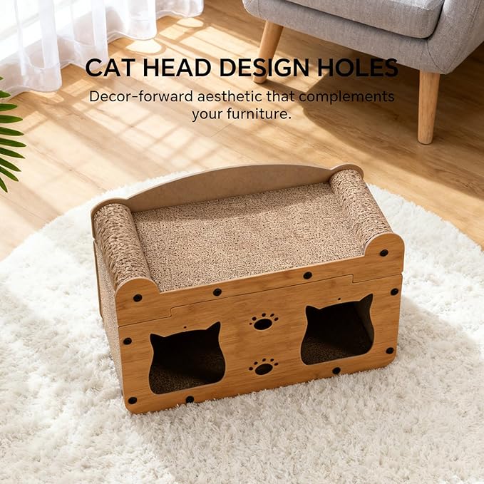 Cat Scratcher House, 2-in-1 Cardboard Cat House - Image 2