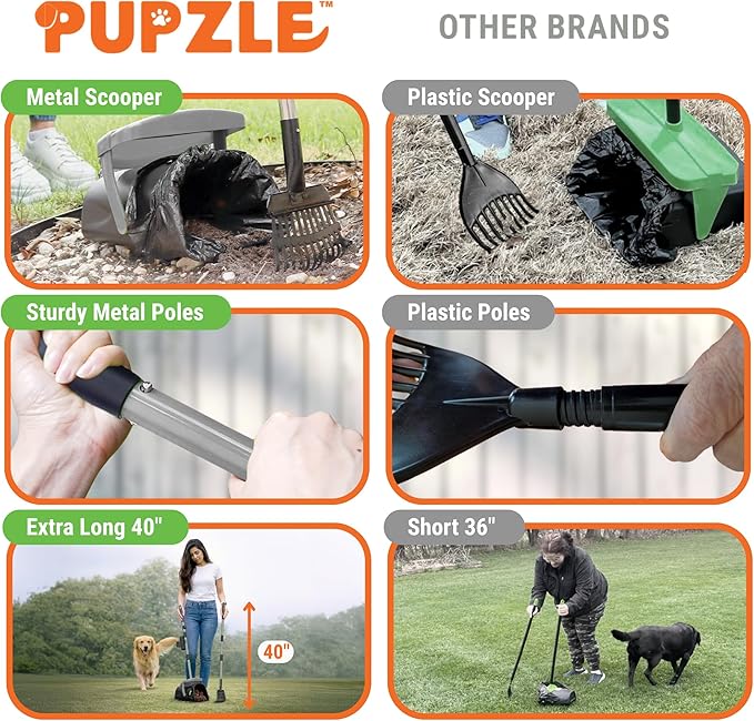Pupzle Dog Pooper Scooper with Bag Attachment, Dog Poop Scoop - Image 6