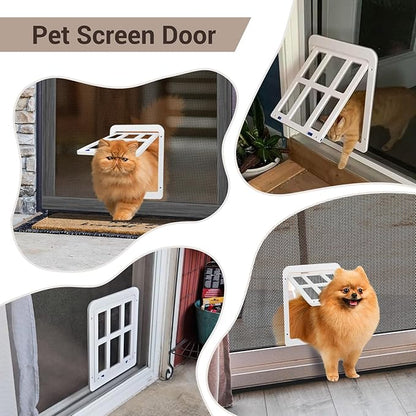 Cat Door for Screen Door with Magnetic Auto-Close, Dual Lockable Tabs Doggy - Image 2