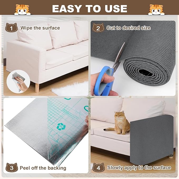 Cat Scratch Furniture Protector, 78.7"x15.8" Trimmable Anti-Scratch Mat - Image 6