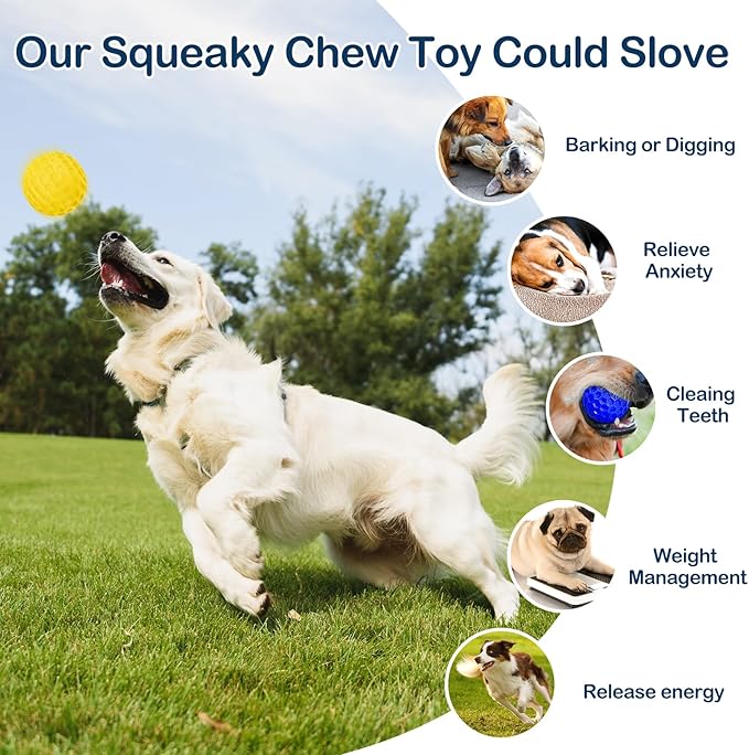 2 Pack Indestructible Squeaky Dog Balls - Image 4