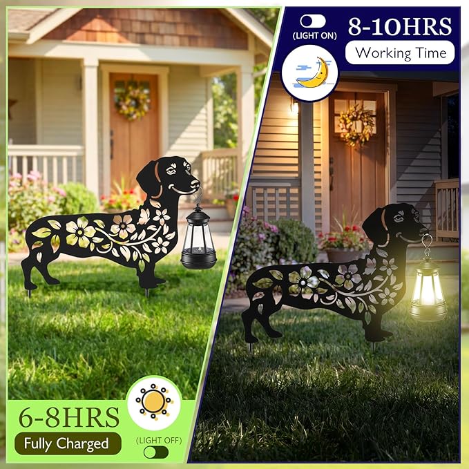 Solar Dachshund Garden Decor – Waterproof Metal Dog Yard Stake - Image 3