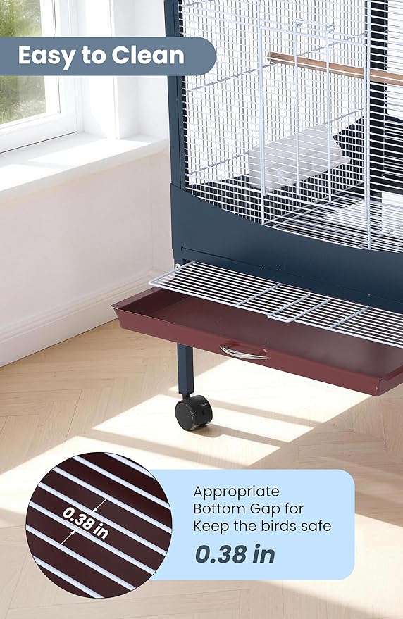 Garvee Bird Cage, w/Removeble Tray, Waterproof Roof, Lockable Caster, Indoor& - Image 5