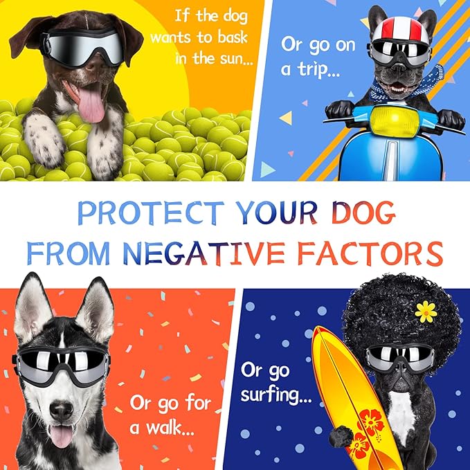 Dog Sunglasses/Goggles, UV/Wind/Dust/Fog Protection Pet Glasses Eye Wear - Image 5