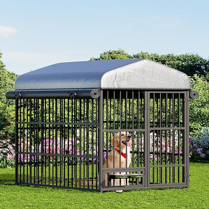 HOOBRO Dog Kennel Outdoor with Cover, 6.6 x 3.9 x 5.9 ft Dog Kennel Outside - Image 2