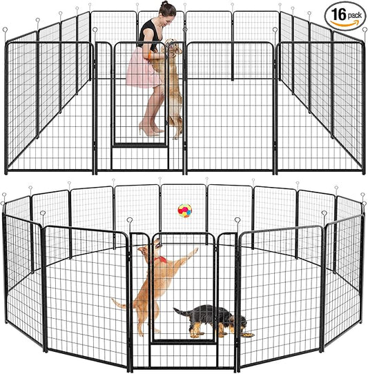 Kfvigoho Dog Playpen Outdoor Extra Wide 16 Piece Panels Heavy Duty Dog Fence by Committedtobetterpetlife