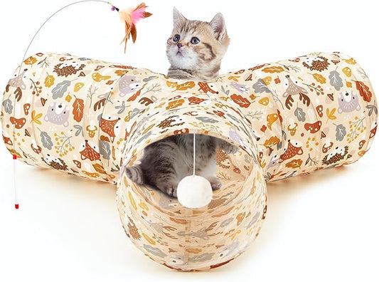 Tempcore Pet Cat Tunnel Tube Cat Toys 3 Way Collapsible, Cat Tunnels by Tempcore