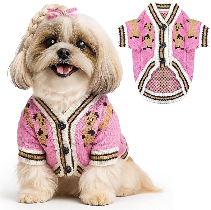 ABRRLO Small Dog Sweaters Cute Bear Dog Cardigans Clothes by ABRRLO
