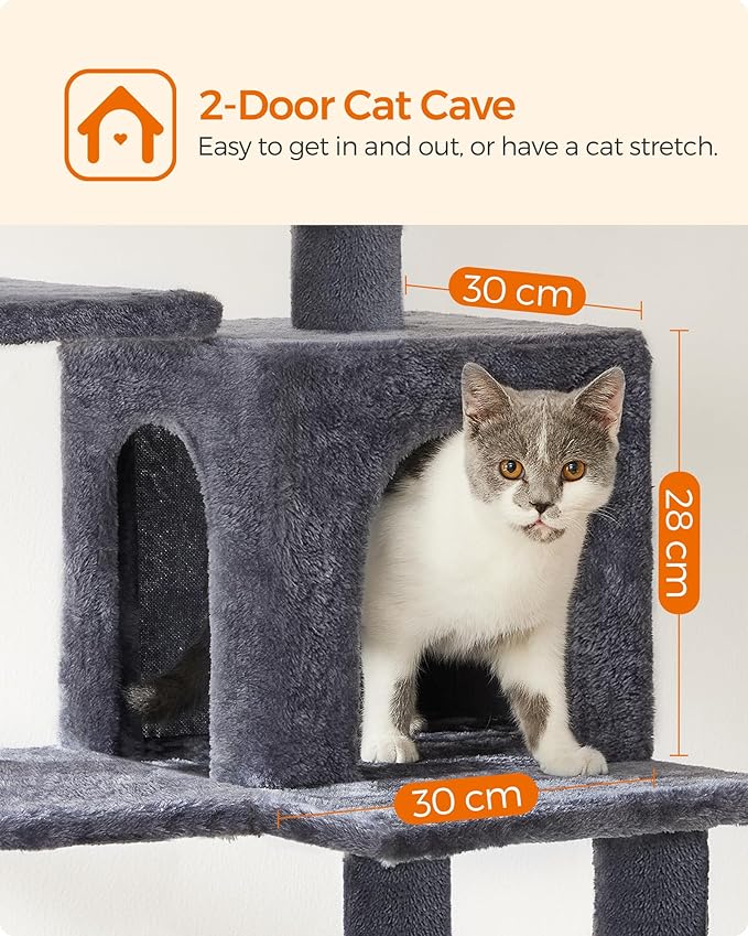 Feandrea Cat Tree, 54.2-Inch Cat Tower, Plush Multi-Level Condo - Image 6