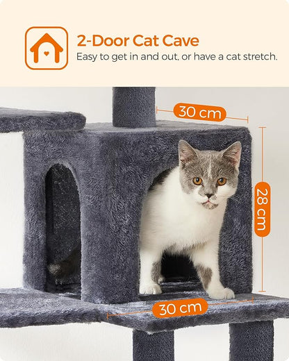 Feandrea Cat Tree, 54.2-Inch Cat Tower, Plush Multi-Level Condo - Image 6