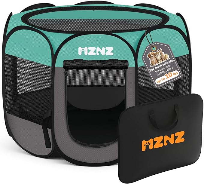 Dog Cat Playpen, Portable Small Animal Playpen Crate Indoor by MZNZ