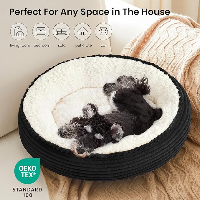 Love's cabin Round Donut Cat and Dog Cushion Bed, 24in Pet Bed - Image 6