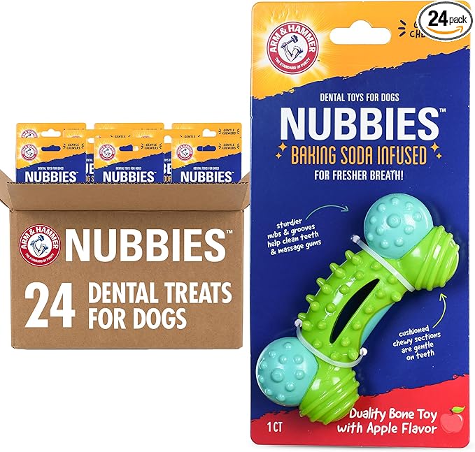 Arm & Hammer for Pets Nubbies Duality Bone Dog Dental Chew Toy Green Apple by ArmHammer