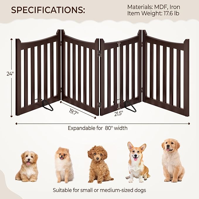 Yaheetech 24" H Freestanding Pet Gate - Image 4