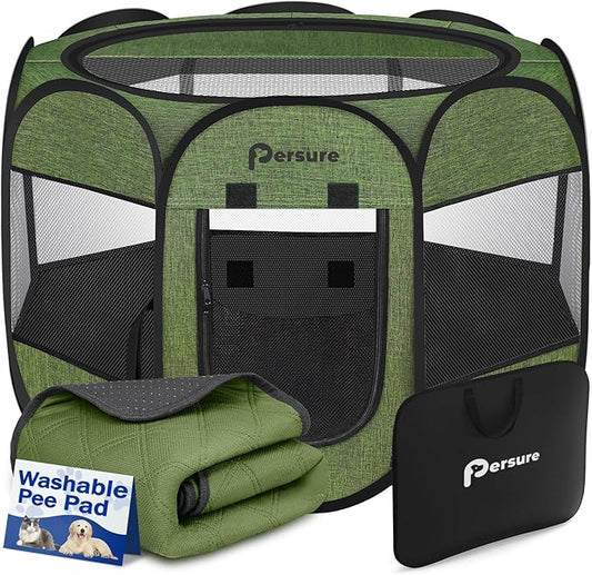 Dog Cat Playpen Indoor Outdoor for Puppy Pet Dogs Cat Recovery After Surgery by PERSURE