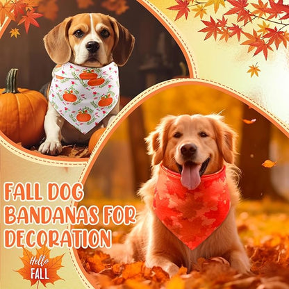 Preboun 50 Pcs Fall Thanksgiving Dog Bandana Bulk Pumpkin Maple Leaves Bandana - Image 4