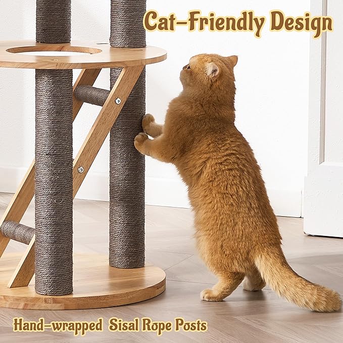 Modern Cat Tree Tower with Scratching Post, 61.5in Tall Cat Tree - Image 7
