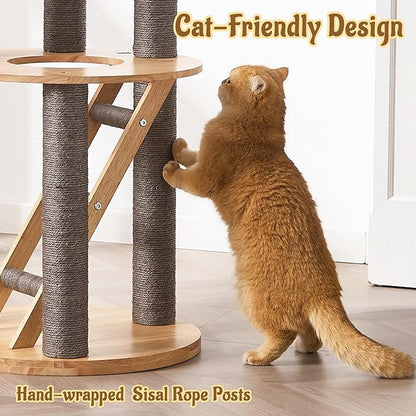 Modern Cat Tree Tower with Scratching Post, 61.5in Tall Cat Tree - Image 7
