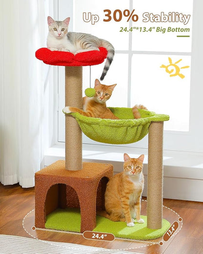 MUTTROS Flower Cat Tree with Sisal Scratching Posts, Cat Condo with Removable - Image 3