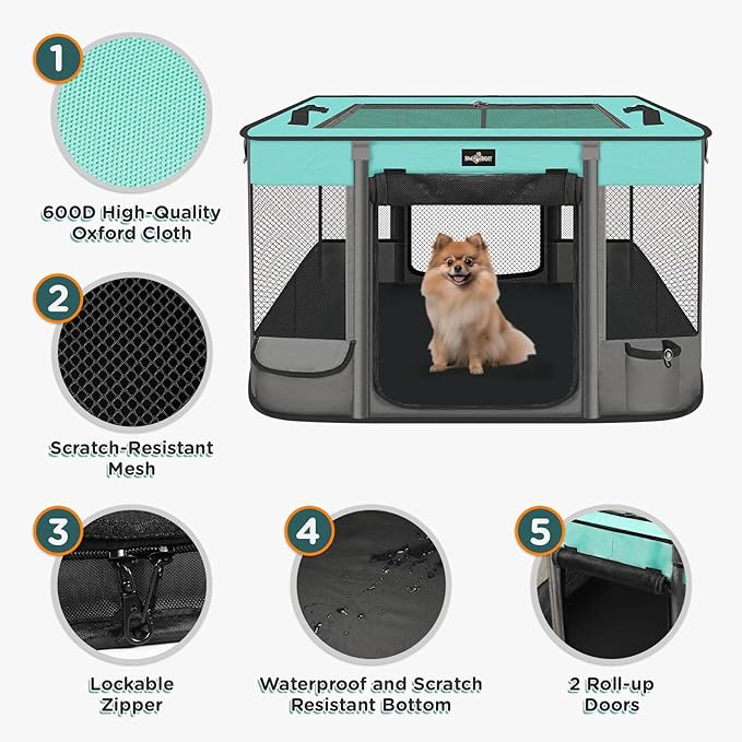 Paw Ballet Foldable Pet Kitten Playpen, Upgrade Waterproof Portable Dog Cat - Image 3