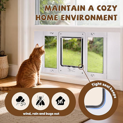 Full-Size Window Pet Door for Cats & Small Dogs, Width Adjustable Fits Sliding - Image 5