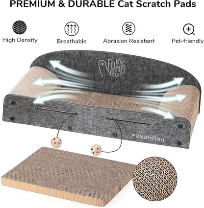 FUKUMARU 26 Inch Large Cat Scratcher Bed, 2 Reversible Cardboard Cat Scratch - Image 3