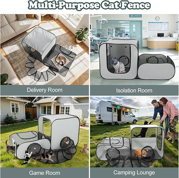 Cat Playpen, 3-in-1 Pop-up Outdoor Cat Enclosure - Image 6