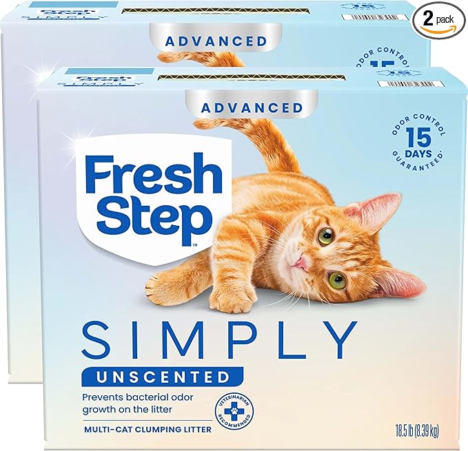 Fresh Step Advanced Simply Unscented Multi Cat Clumping Cat Litter, Low Dust by FreshStep