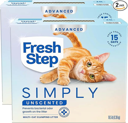 Fresh Step Advanced Simply Unscented Multi Cat Clumping Cat Litter, Low Dust by FreshStep