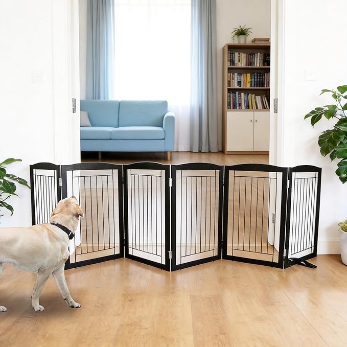ZJSF Freestanding Dog Fence Indoor, Foldable Dog Gate by ZJSF