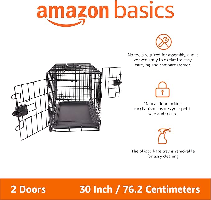 Amazon Basics Portable, Foldable Metal Wire Dog Crate - Image 2