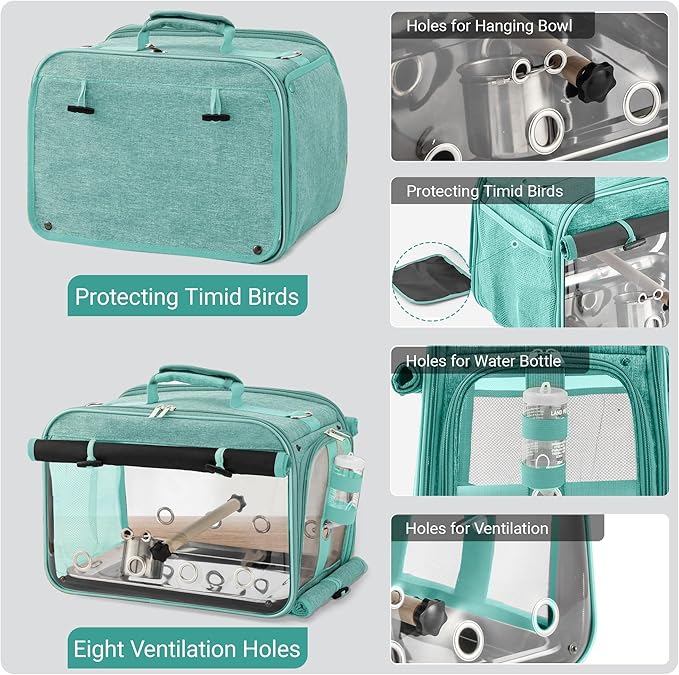 Sanmoncare Airline Approved Bird Carrier, Indestructible Stainless Steel Mesh - Image 4