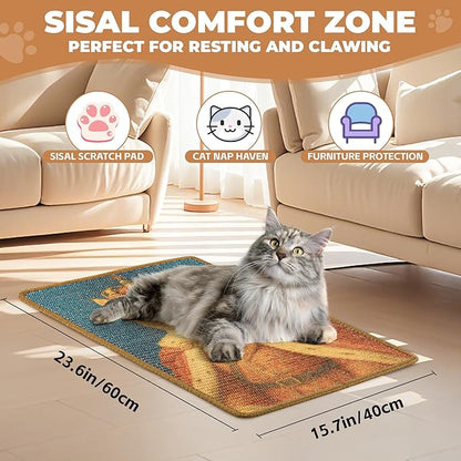 Sisal Cat Scratcher Mat, Cat Wall Scratcher - Image 2
