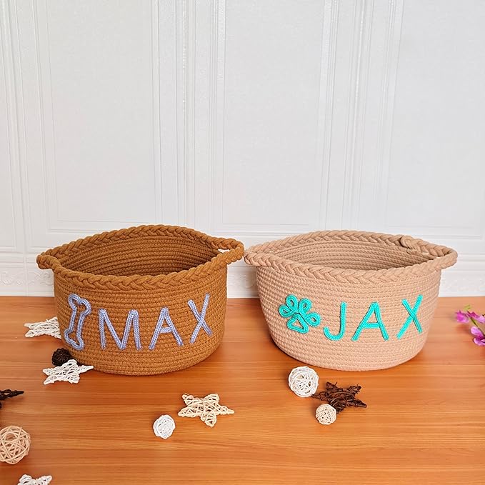 JUPPE Pet Dog Basket with Personalized Name, Dog Toys Storage Organizer Custom - Image 7