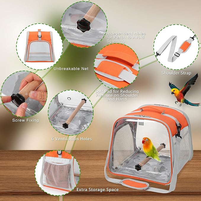 Small Bird Carrier, Large Window Travel Cage - Image 3
