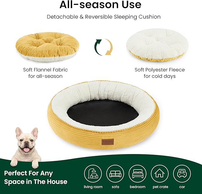 Love's cabin Round Donut Cat and Dog Cushion Bed, 30in Pet Bed - Image 3