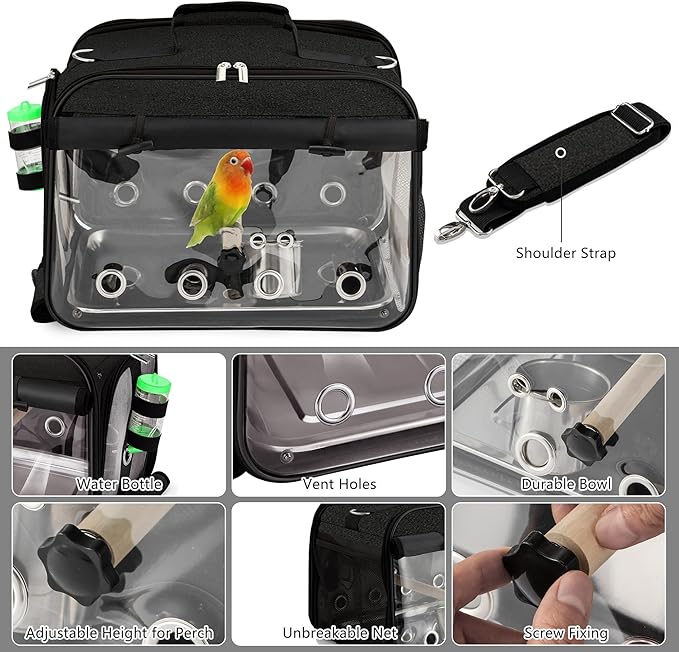 Sanmoncare Airline Approved Bird Carrier, Indestructible Stainless Steel Mesh - Image 3