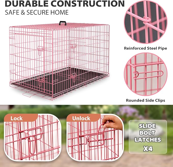 BestPet 30 Inch Dog Crates for Small Medium Dogs Folding Metal Wire Crates Dog - Image 4