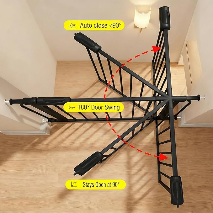 Extra Wide Baby Gate Tension Indoor Safety Gates Black Metal Large Pressure - Image 4