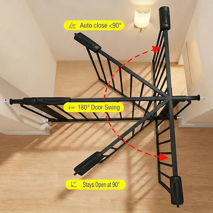 Narrow Baby Gate 24 Inch Small Black Tension Indoor Safety Gates Auto Close - Image 4