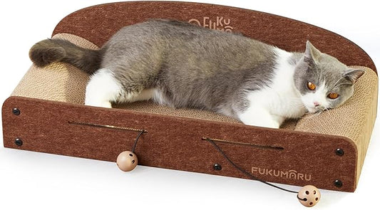 FUKUMARU 26 Inch Cat Scratcher Bed, 2 Reversible Cardboard Cat Scratch Pads by FUKUMARU
